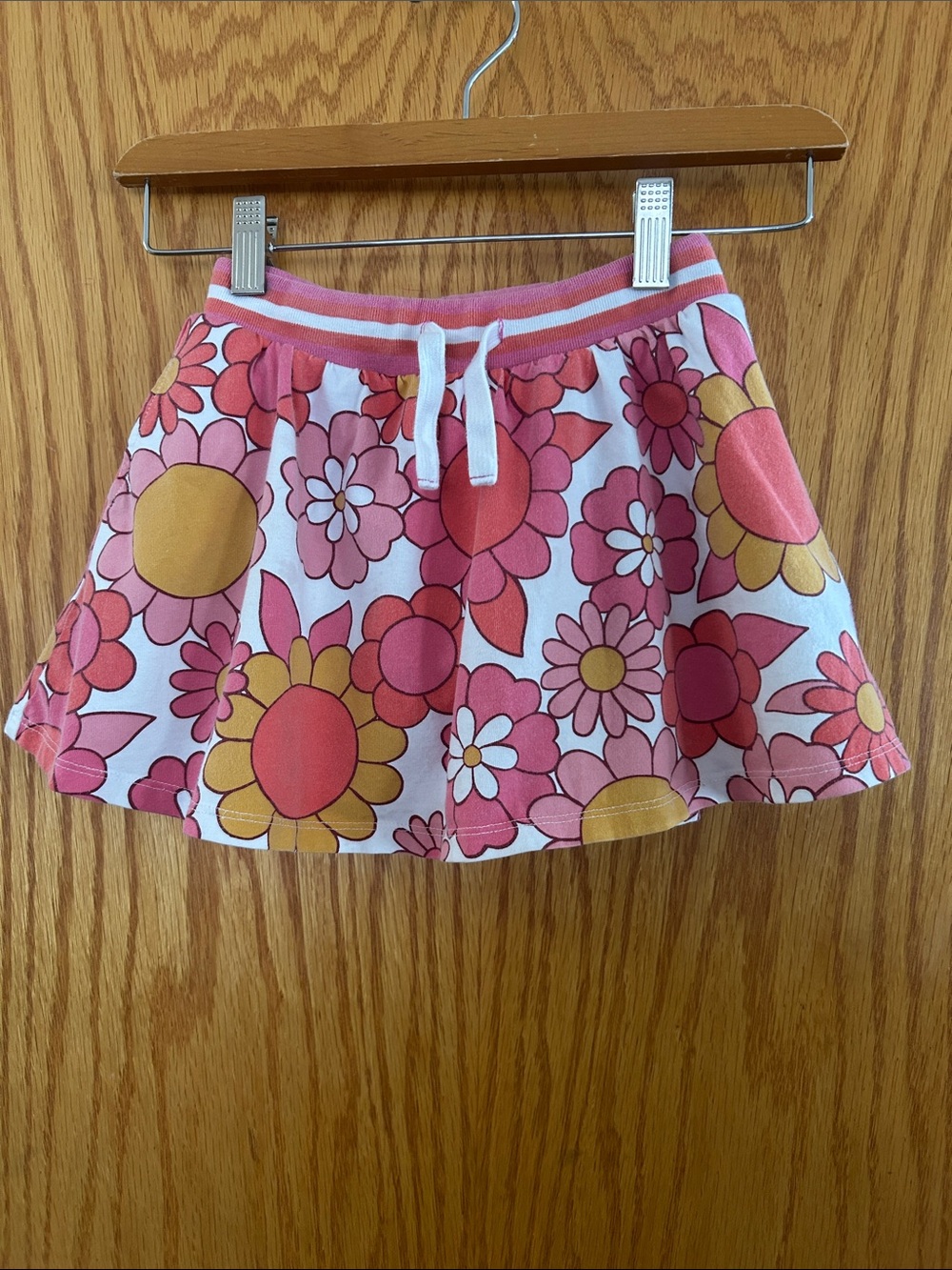 Mini Boden Pink Floral Daisy Skirt with Drawstring Sz 5-6